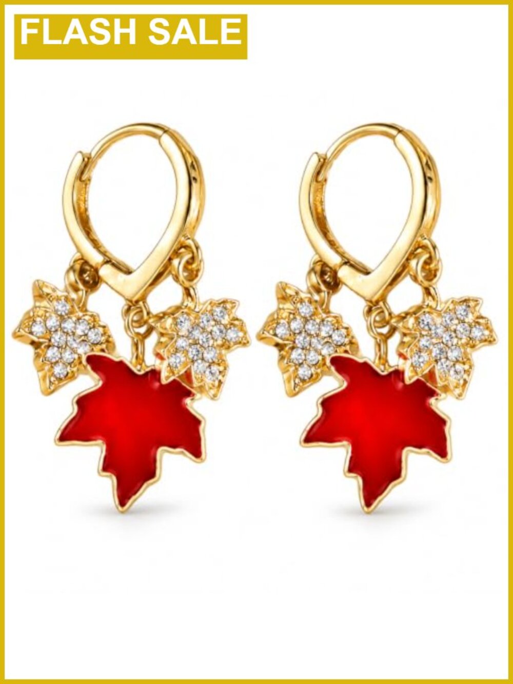 Maple Leaf Hoop Earrings Titanium Steel Huggie Dangle Fall Thanksgiving